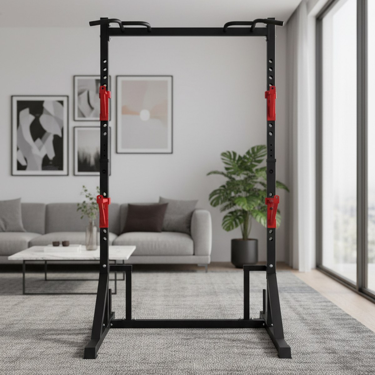 Home Bar Stand - แร็คปรับระดับได้พร้อมบาร์ดึงข้อ สำหรับออกกำลังกายที่บ้าน แท่นสควอท อุปกรณ์ฟิตเนสสำหรับงานหนัก