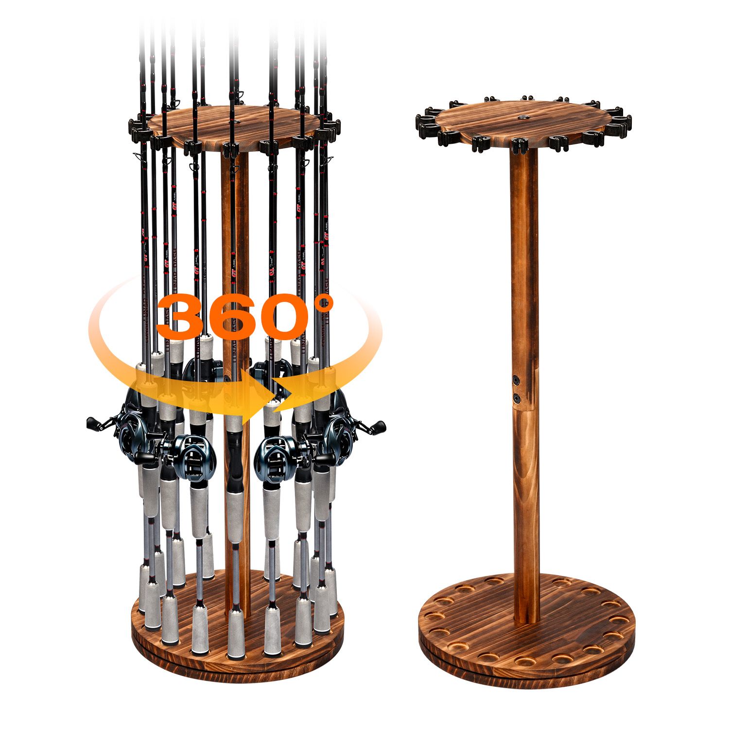 Home Bar Stand - ที่วางคันเบ็ดตกปลาแบบหมุนได้ ทำจากไม้คาร์บอน สำหรับจัดเก็บคันเบ็ด ตกแต่งบ้าน ร้านค้า