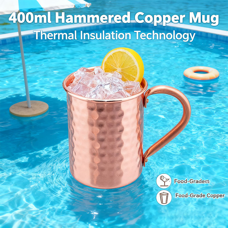 Mule Copper Mug - แก้วทองแดงแท้ 100% รุ่นใหม่ แก้วมอสโกมิวล์ทองแดงบริสุทธิ์ รูปทรงแก้ว 400
