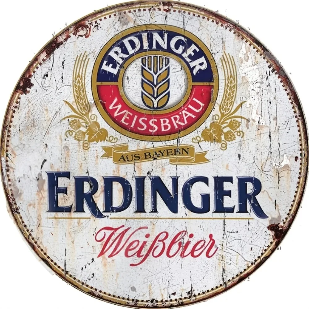 Home Bar Accessories - ป้ายอลูมิเนียมทรงกลม Erdinger Beer Vintage - 1