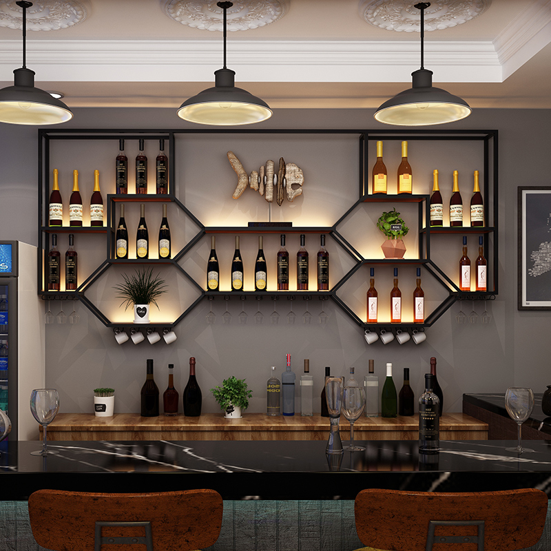 Home Bar And Cabinet - ตู้เก็บไวน์โลหะ ชั้นวางของห้องนั่งเล่น ตู้เก็บของในครัว ร้านอาหาร ตู้โชว์บาร์ ตู้บาร์ทันสมัย