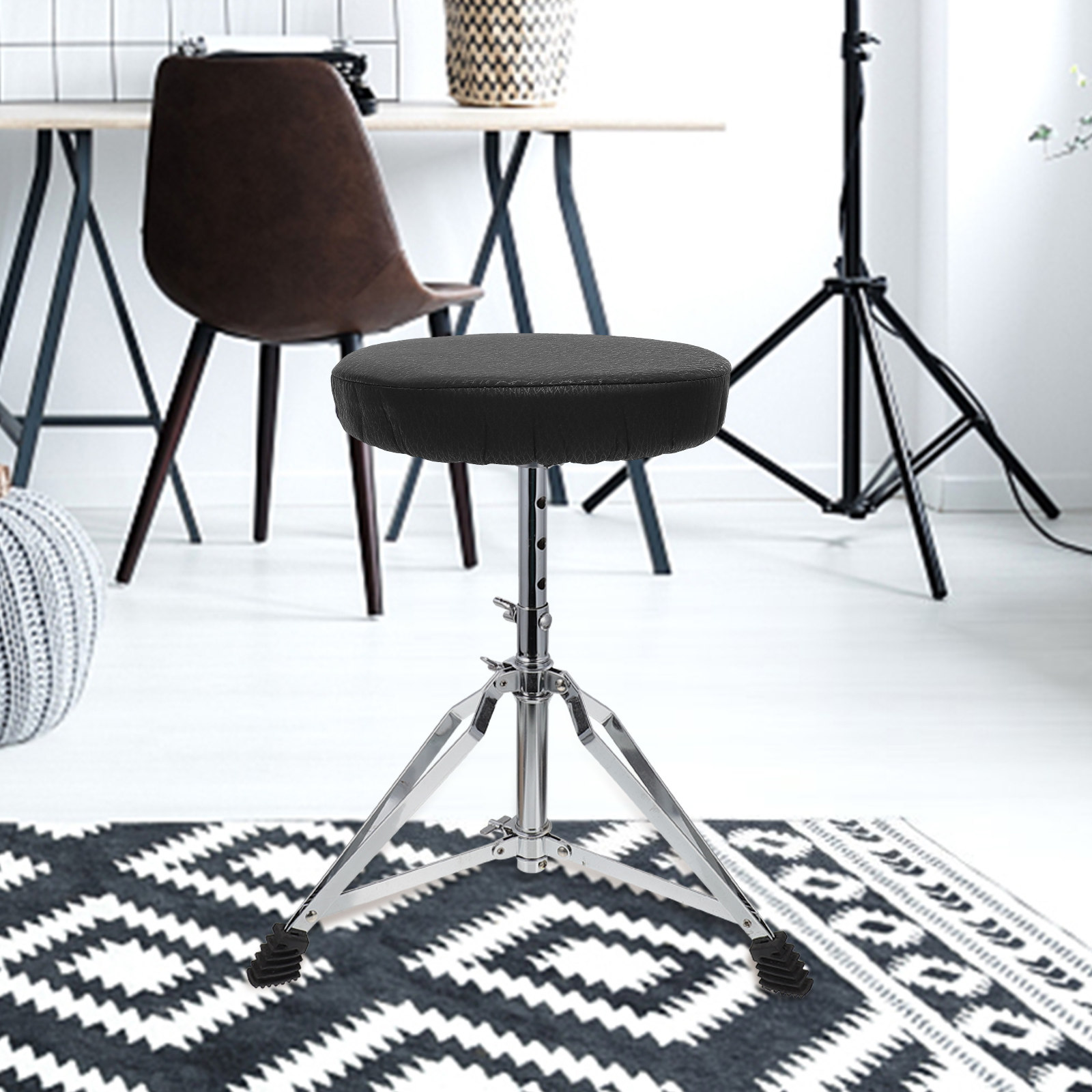Home Bar Stools - ปลอกเบาะเก้าอี้ทรงกลมสีดำ ยืดหยุ่น ปลอกเบาะเก้าอี้บาร์หนา เส้นผ่านศูนย์กลาง 30 ซม.