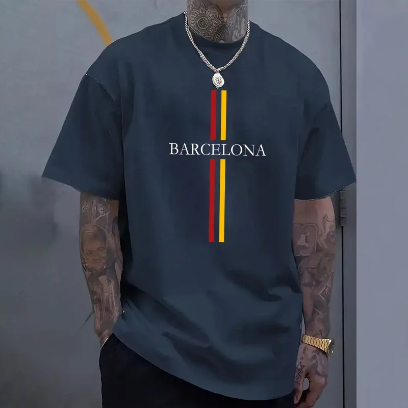 เสื้อยืดผ้าฝ้ายผู้ชายบาร์เซโลน - Home Barcelona บทวิจารณ์และราคา