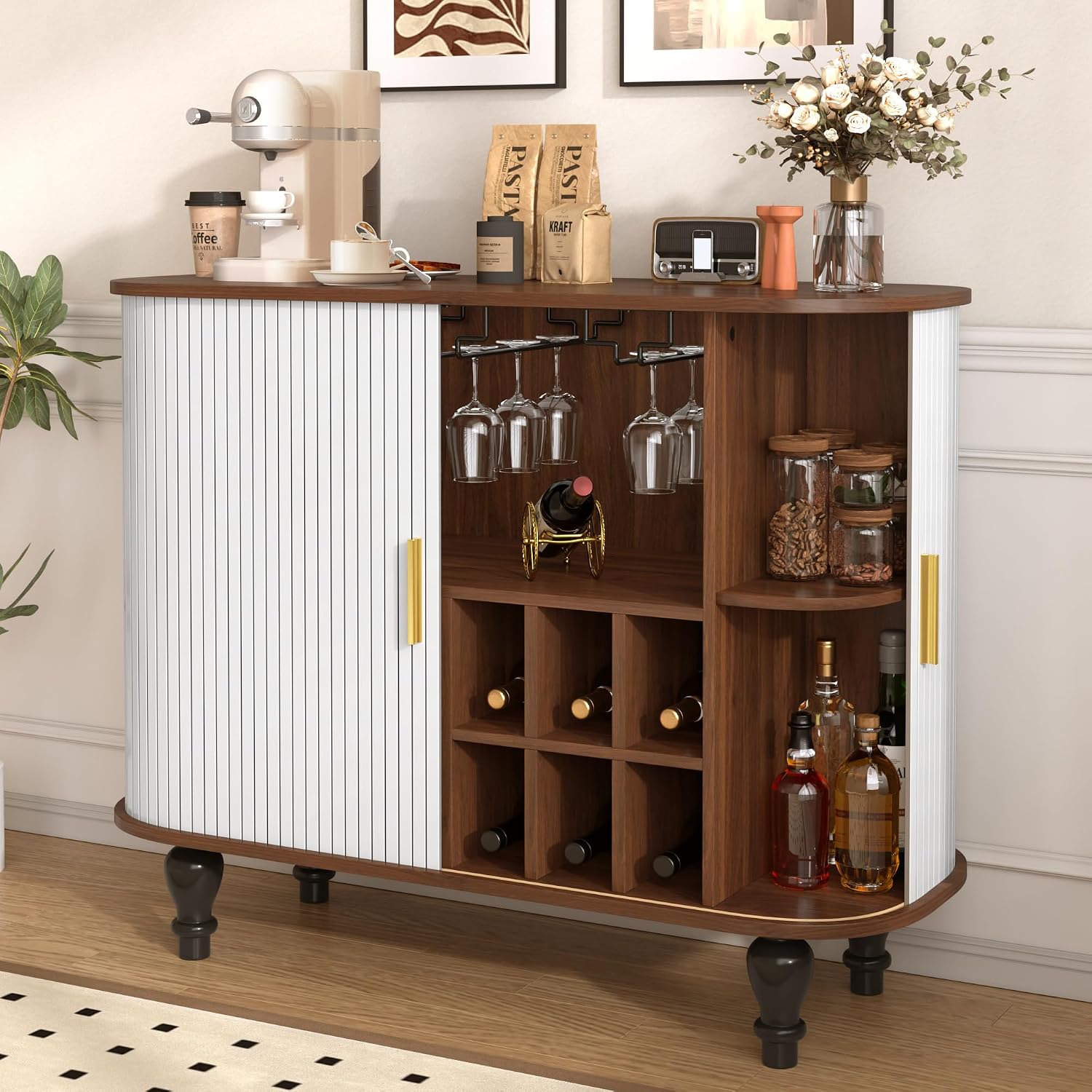 ตู้บาร์สีขาวพร้อมชั้นวางไวน์ 6 - Home Bar And Cabinet บทวิจารณ์และราคา