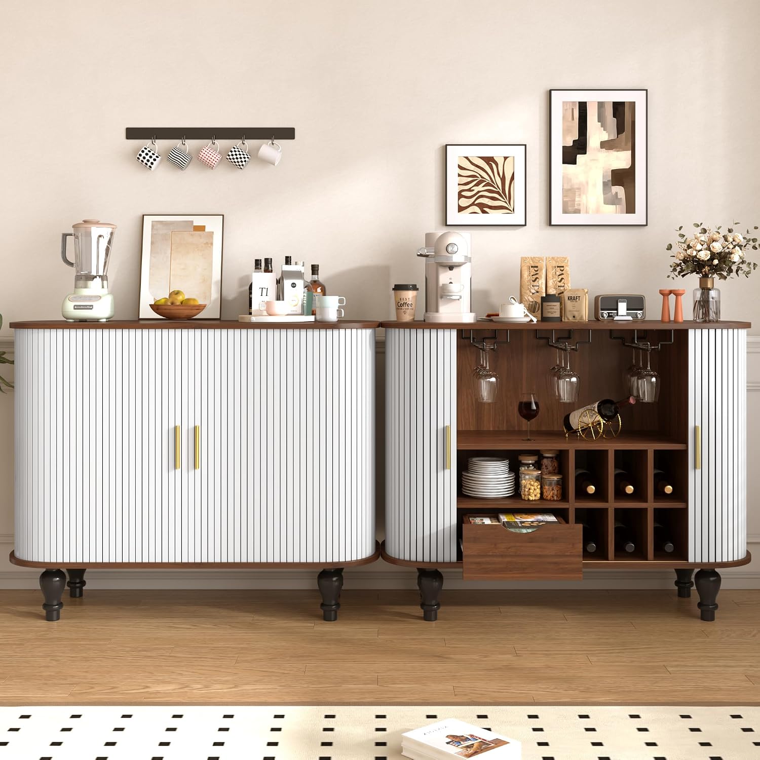 ตู้บาร์สีขาวพร้อมชั้นวางไวน์ 6 - Home Bar And Cabinet บทวิจารณ์และราคา