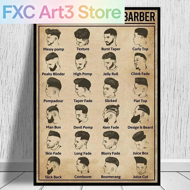 โปสเตอร์ร้านตัดผมแบบไร้กรอบ สไ - Home Barber บทวิจารณ์และราคา