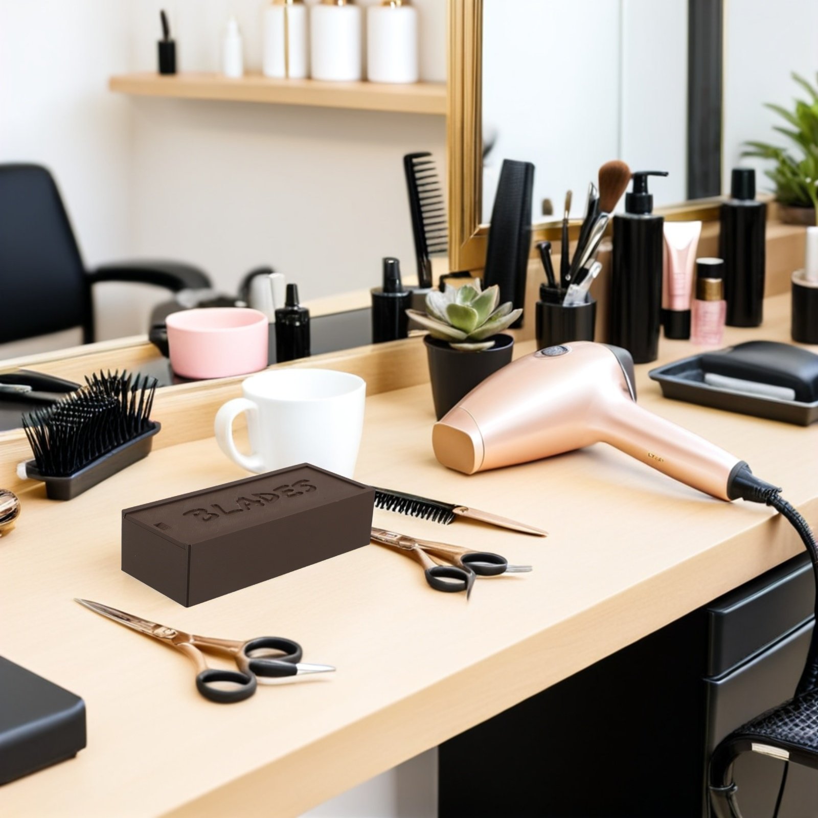 กล่องเก็บใบมีดสองช่องสีน้ำตาล  - Home Barber บทวิจารณ์และราคา