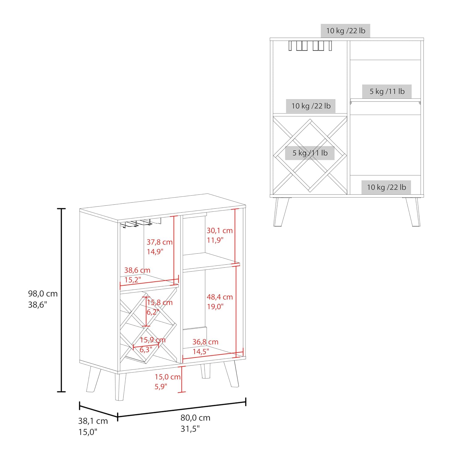 ตู้บาร์ไม้โอ๊คสีน้ำเงิน 4 ชั้น - Home Bar And Cabinet บทวิจารณ์และราคา